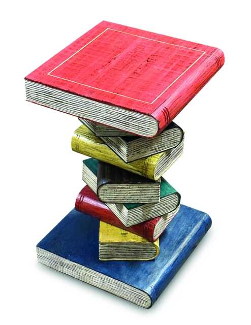 Coloured Bookstack Table Medium, Bright Hand-Painted Book Pile Side 55cm - image 1