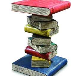 Coloured Bookstack Table Medium, Bright Hand-Painted Book Pile Side 55cm - thumbnail 4