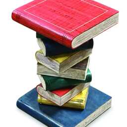 Coloured Bookstack Table Medium, Bright Hand-Painted Book Pile Side 55cm - thumbnail 3