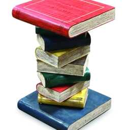 Coloured Bookstack Table Medium, Bright Hand-Painted Book Pile Side 55cm - thumbnail 2