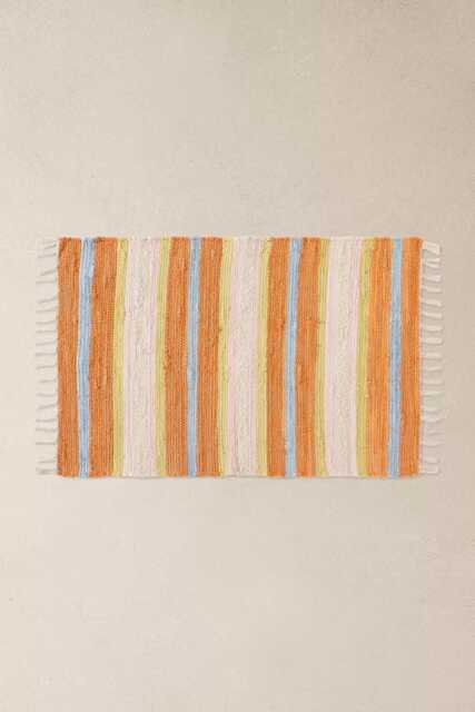 Handwoven Striped Runner Rug, Cotton Flatweave Hallway Boho Entryway Kitchen Runner, Scandinavian Modern Floor Rug - image 1