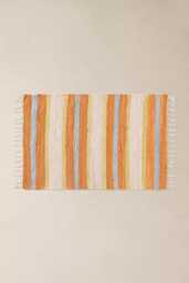 Handwoven Striped Runner Rug, Cotton Flatweave Hallway Boho Entryway Kitchen Runner, Scandinavian Modern Floor Rug - thumbnail 1