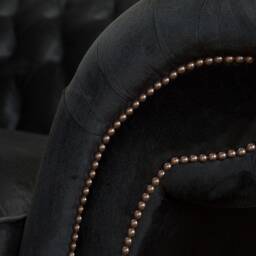 2 Seater Black Velvet Fabric Chesterfield Sofa, British Handmade - thumbnail 3