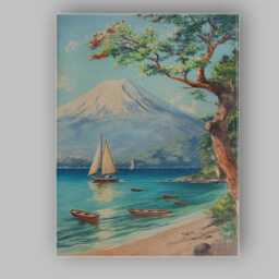 Mount Fuji Coastal Pine Tree Scenic Japanese Landscape Canvas Wall Art Print Decor Picture Ready To Hang - thumbnail 1