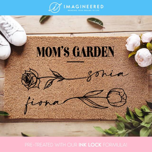 Unique Mother's Day Gift, Custom Gift For Mom, Mom's Garden Birth Flower, Personalized Welcome Mat, Mothers For Grandma - image 1