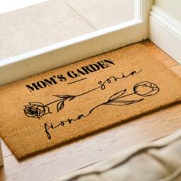 Unique Mother's Day Gift, Custom Gift For Mom, Mom's Garden Birth Flower, Personalized Welcome Mat, Mothers For Grandma - thumbnail 2