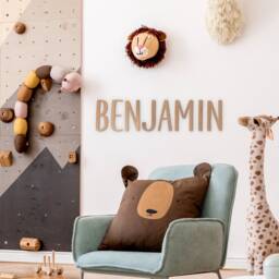 Childrens Wall Art Name Sign All Capitals Custom Decor Nursery Playroom Plaque - Pan Font - thumbnail 1