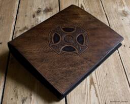 A5 Dark Brown Leather 2 Ring Binder, Celtic Cross, Celebrant Christian Ringbinder, Planner, Free Personalisation