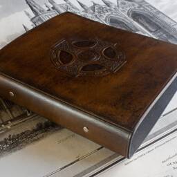 A5 Dark Brown Leather 2 Ring Binder, Celtic Cross, Celebrant Christian Ringbinder, Planner, Free Personalisation - thumbnail 3
