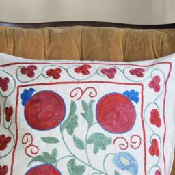 Suzani Pillow Case, Cushion Cover, Embroidered Crocheted Pillow, Handmade - thumbnail 2