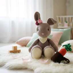 Bunny Lou - Crocheted Soft Toy/Personalized Gift - Nursery Decor - thumbnail 3
