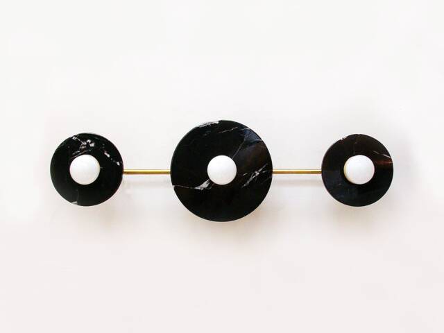 Nero Marquina Marble Triple Vanity Light Fixture Black Veined Bathroom Sconce Living Room Wall Entry - image 1