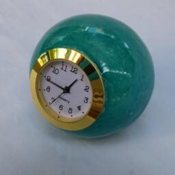 Handmade Turquoise Ceramic Ball Clock Retro Desk Decor - thumbnail 2