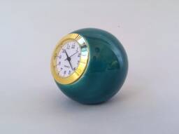 Handmade Turquoise Ceramic Ball Clock Retro Desk Decor