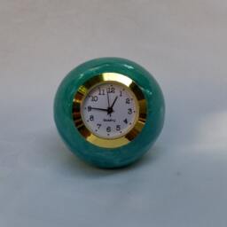 Handmade Turquoise Ceramic Ball Clock Retro Desk Decor - thumbnail 3