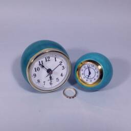 Handmade Turquoise Ceramic Ball Clock Retro Desk Decor - thumbnail 4