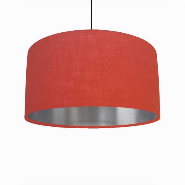 Burnt Orange Lampshade in Linen With Silver Lining - image 1