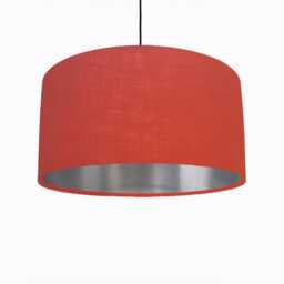 Burnt Orange Lampshade in Linen With Silver Lining