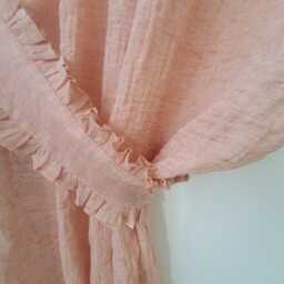 Semi Sheer Pink Linen Curtain Panel, Gauze Window Curtains, Drapes, Long Curtain, Boho Romantic Panels - thumbnail 1