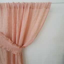 Semi Sheer Pink Linen Curtain Panel, Gauze Window Curtains, Drapes, Long Curtain, Boho Romantic Panels - thumbnail 2