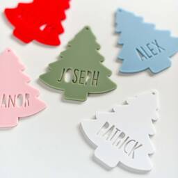 Personalised Christmas Tree Stocking Tag Acrylic Gift Custom Name Tag, Ornament, Present - thumbnail 2