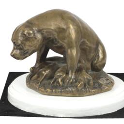 Staffordshire Bull Terrier, Dog On White Wooden Base Statue, Limited Edition, Artdog - thumbnail 2