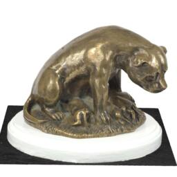 Staffordshire Bull Terrier, Dog On White Wooden Base Statue, Limited Edition, Artdog - thumbnail 3