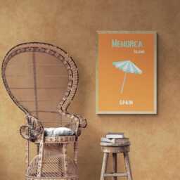 Menorca Spain Travel Poster, Balearic Island Wall Art, Beach Umbrella Print, Decor, Coastal Poster - thumbnail 3
