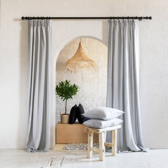 Linen Curtains Pinch Pleat, Privacy Curtains, Blackout Drapes, Dove Grey Curtain Panels, Handmade Window Coverings - image 1