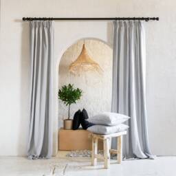 Linen Curtains Pinch Pleat, Privacy Curtains, Blackout Drapes, Dove Grey Curtain Panels, Handmade Window Coverings - thumbnail 1