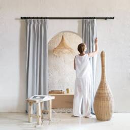 Linen Curtains Pinch Pleat, Privacy Curtains, Blackout Drapes, Dove Grey Curtain Panels, Handmade Window Coverings - thumbnail 2