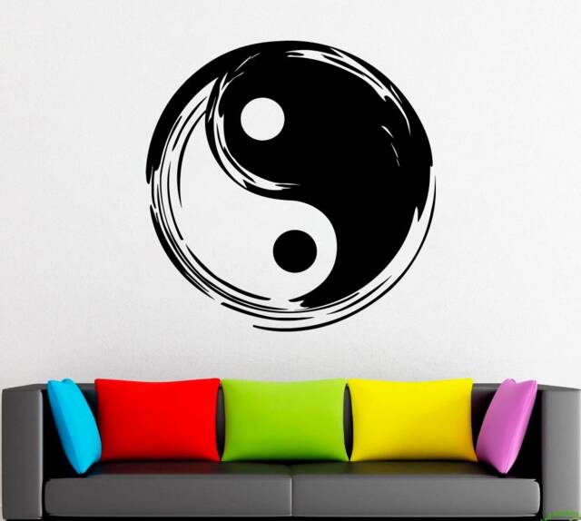 Yin Yang Wall Decal Floral Taoism Vinyl Sticker 2036 - image 1