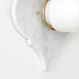 White Cararra Marble & Opal Glass Shade Eclectic Sconce Light Bathroom Wall Fixture Entry - thumbnail 4