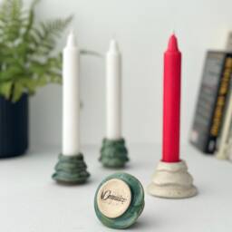 Handmade Ceramic Christmas Tree Candle Holder Glazed Stoneware Candlestick - thumbnail 2