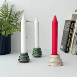 Handmade Ceramic Christmas Tree Candle Holder Glazed Stoneware Candlestick