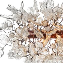 Large Unique Ceiling Chandelier With Transparent Flowers & Leaves - thumbnail 2