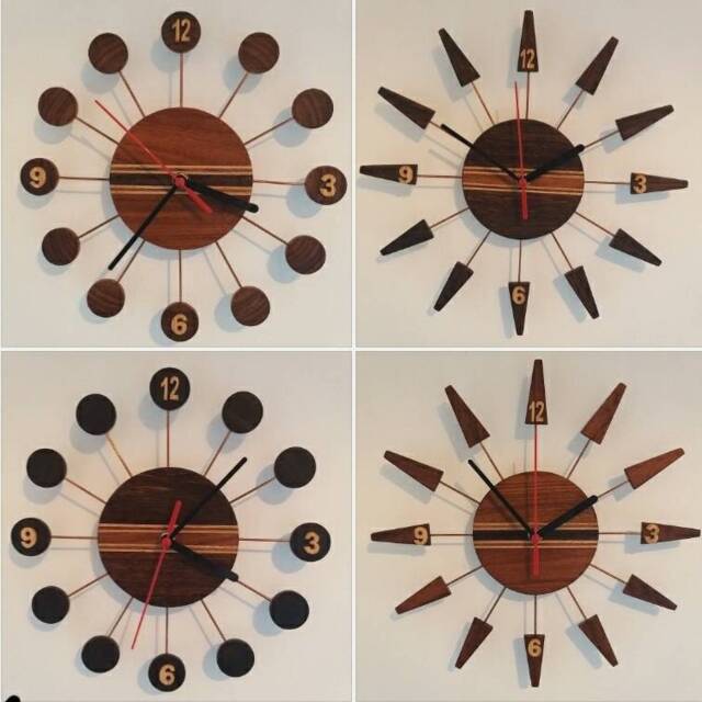 Retro Wooden Wall Clock Scandi 1970S Style, Copper Detail - image 1