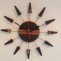 Retro Wooden Wall Clock Scandi 1970S Style, Copper Detail - thumbnail 2