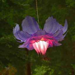 Pendant Lamp Hand-Made & Hand-Painted 56 Petals Pink Purple Flower - thumbnail 3