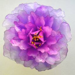 Pendant Lamp Hand-Made & Hand-Painted 56 Petals Pink Purple Flower - thumbnail 4