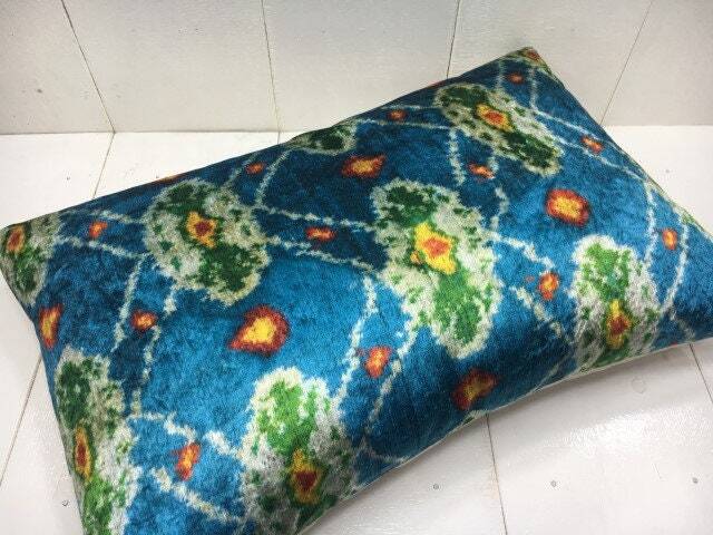Velvet Ikat Pillow Cover, Handwoven Silk Cushion, Home Decor - 16x24 - image 1