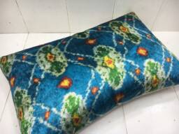 Velvet Ikat Pillow Cover, Handwoven Silk Cushion, Home Decor - 16x24 - thumbnail 1