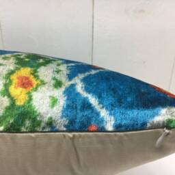 Velvet Ikat Pillow Cover, Handwoven Silk Cushion, Home Decor - 16x24 - thumbnail 4
