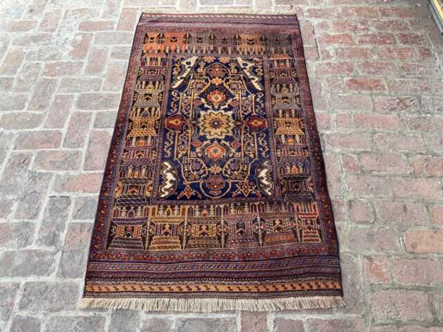 3x6 Antique Baluchi Wool Rug - Authentic Afghan Hand-Knotted Carpet Naturally Dyed Oriental For Living Room Or Office Boho Gift - image 1