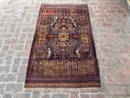 3x6 Antique Baluchi Wool Rug - Authentic Afghan Hand-Knotted Carpet Naturally Dyed Oriental For Living Room Or Office Boho Gift - thumbnail 1