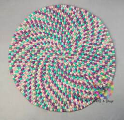 Handmade Wool Felt Ball Rug Colorful Nursery Decor - thumbnail 1
