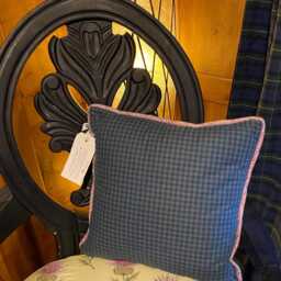 Geometric Stag Cushion [Purple] Black Watch Navy & Green Reverse - thumbnail 3