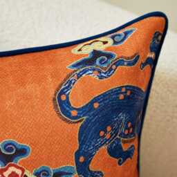 Handmade Kylin Pillow Cover, Oriental Mythical Animal, Housewarming Gift - thumbnail 2
