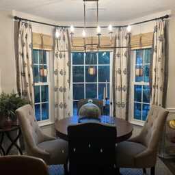 Mustard + Blue Poppy Flower Hand Block Printed Cotton Curtain Panels, Organic Drapes, Living Room Custom Made, 2 Panels - thumbnail 2