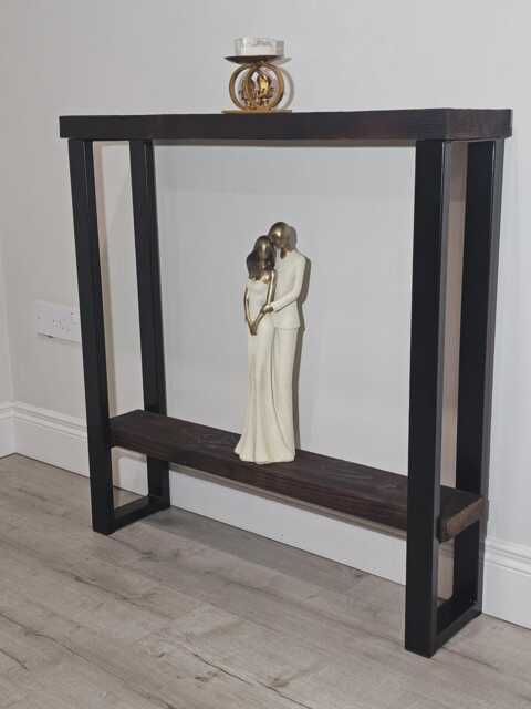 Handcrafted Console Table Legs With Shelf Supports Underneath Black Painted Metal 50x25mm Box - image 1